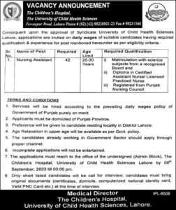 Children Hospital Lahore 2023 Jobs - PK10JOBS