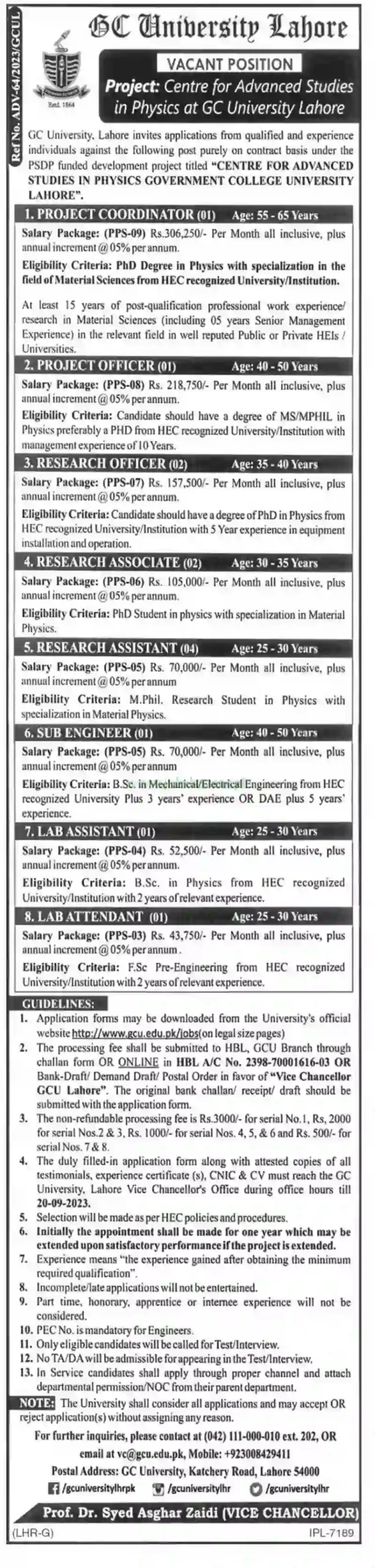 GC University Lahore Jobs 2023 Opportunities Await