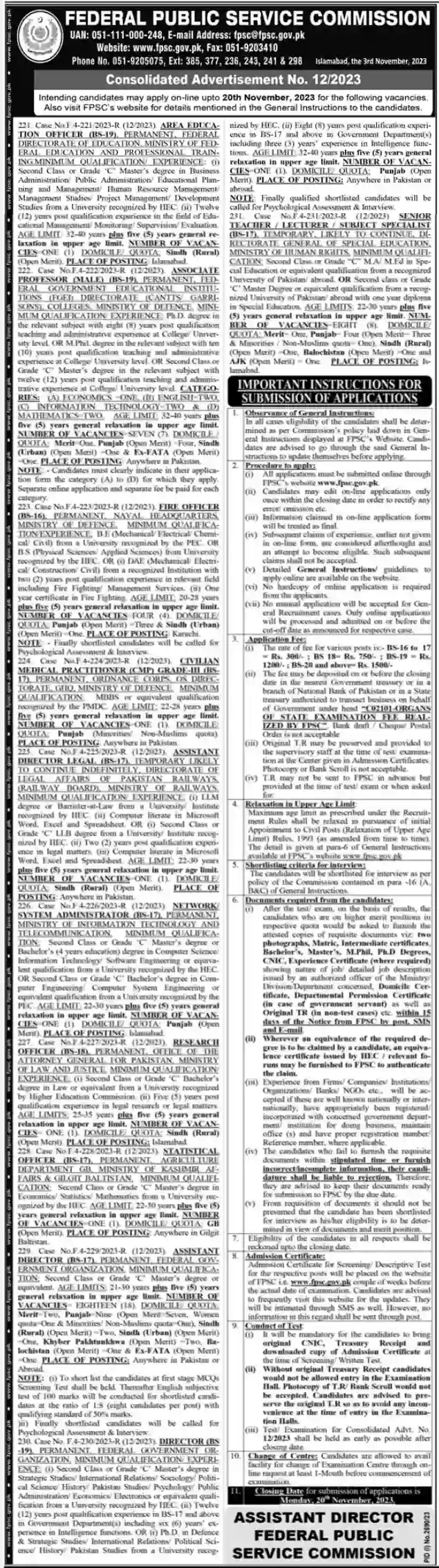 Federal Public Service Commission Jobs 2023 Opportunities