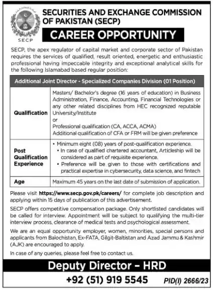 Securities Exchange Commission Pak Jobs 2023 Exciting